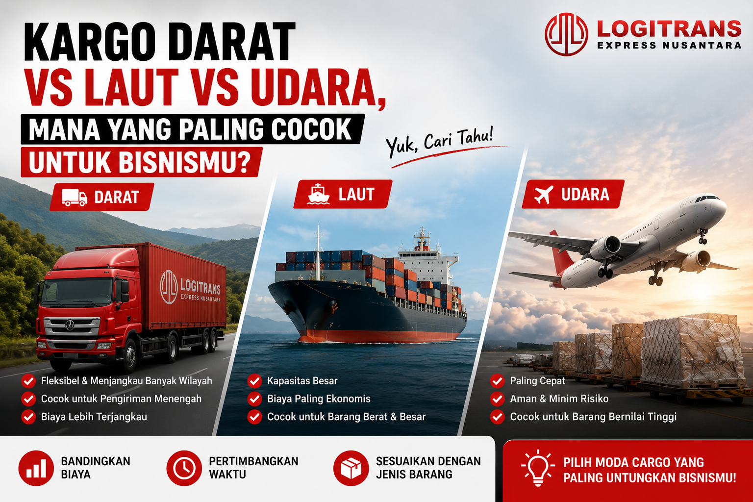 Kargo Darat vs Laut vs Udara: Mana yang Cocok untuk Bisnismu?